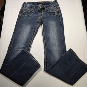 Y2K Angels bootcut Jeans Womens Size 5 Regular Dark Wash Stretch Denim